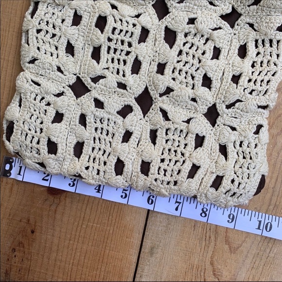 Off White Crochet Bag with Wooden Handles - Picture 2 of 5